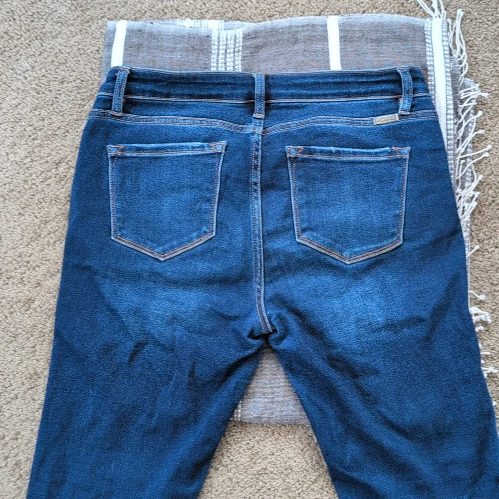 KanCan Women's Distressed Dark Blue Denim Jeans - Picture 4 of 8